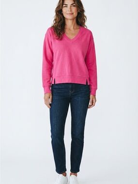 Michael Stars Hot Pink V-Neck Sweatshirt